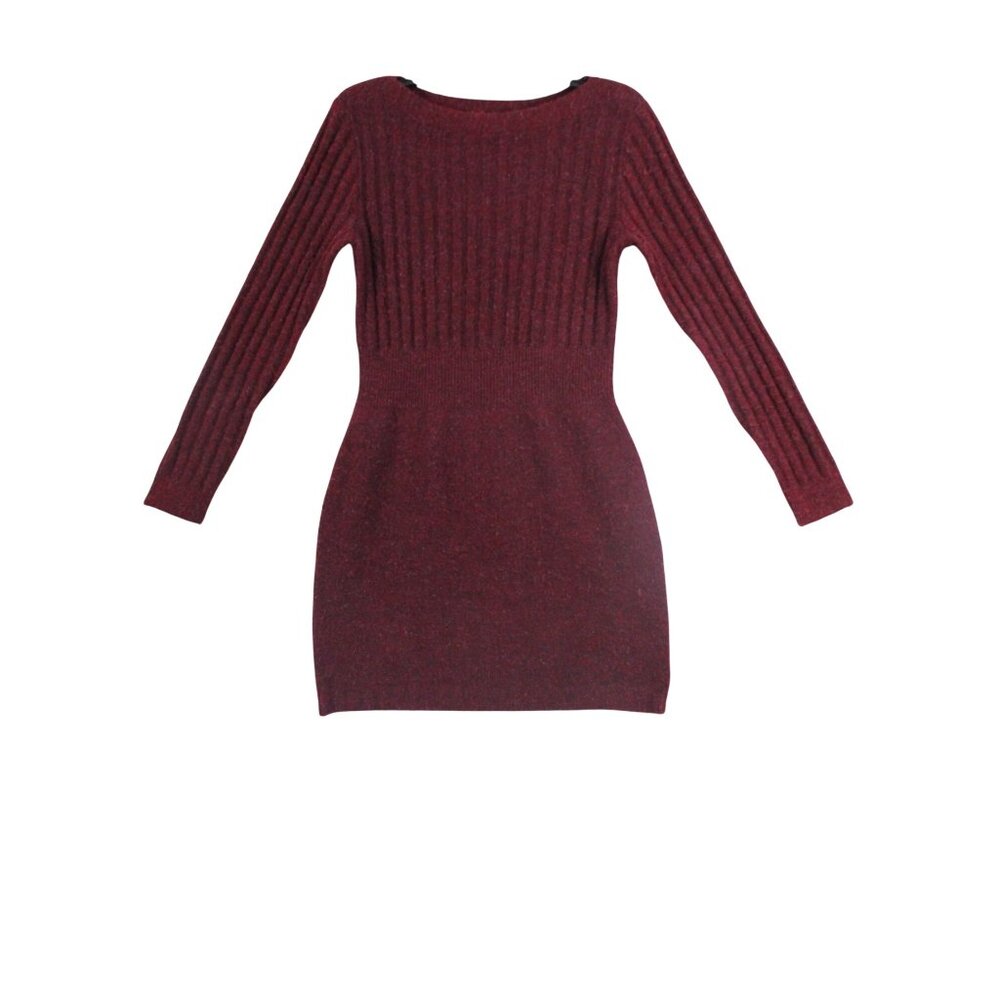 Lauren Conrad Burgundy Ribbed Knit Long-Sleeve Sweater Dress Size M
